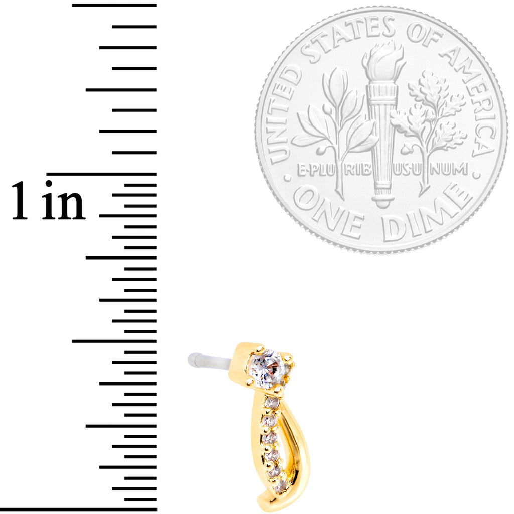 20G 1/4 Clear CZ Gold Tone Twining Strands Nose Bone