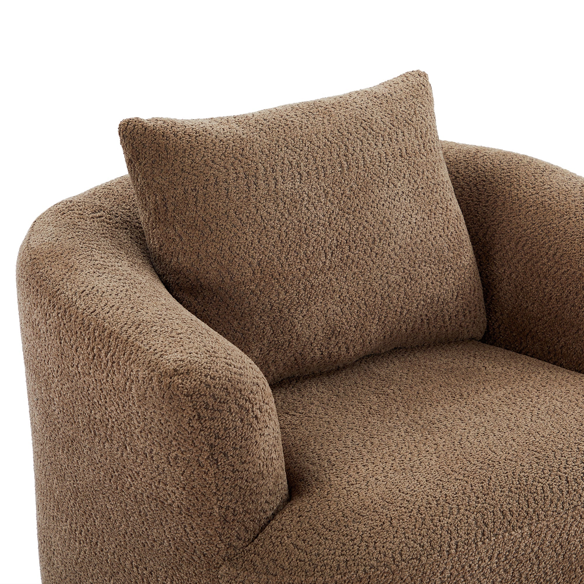 Chenille Upholstered 360° Swivel Chair with Throw Pillow, Dark Brown, 38.2' Accent Chair Sofa for Living Room and Office