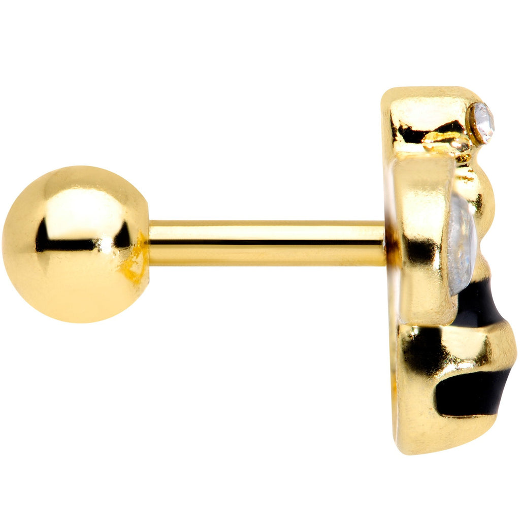 16G 1/4 Clear Gem Gold Tone Bling Bumblebee Cartilage Tragus