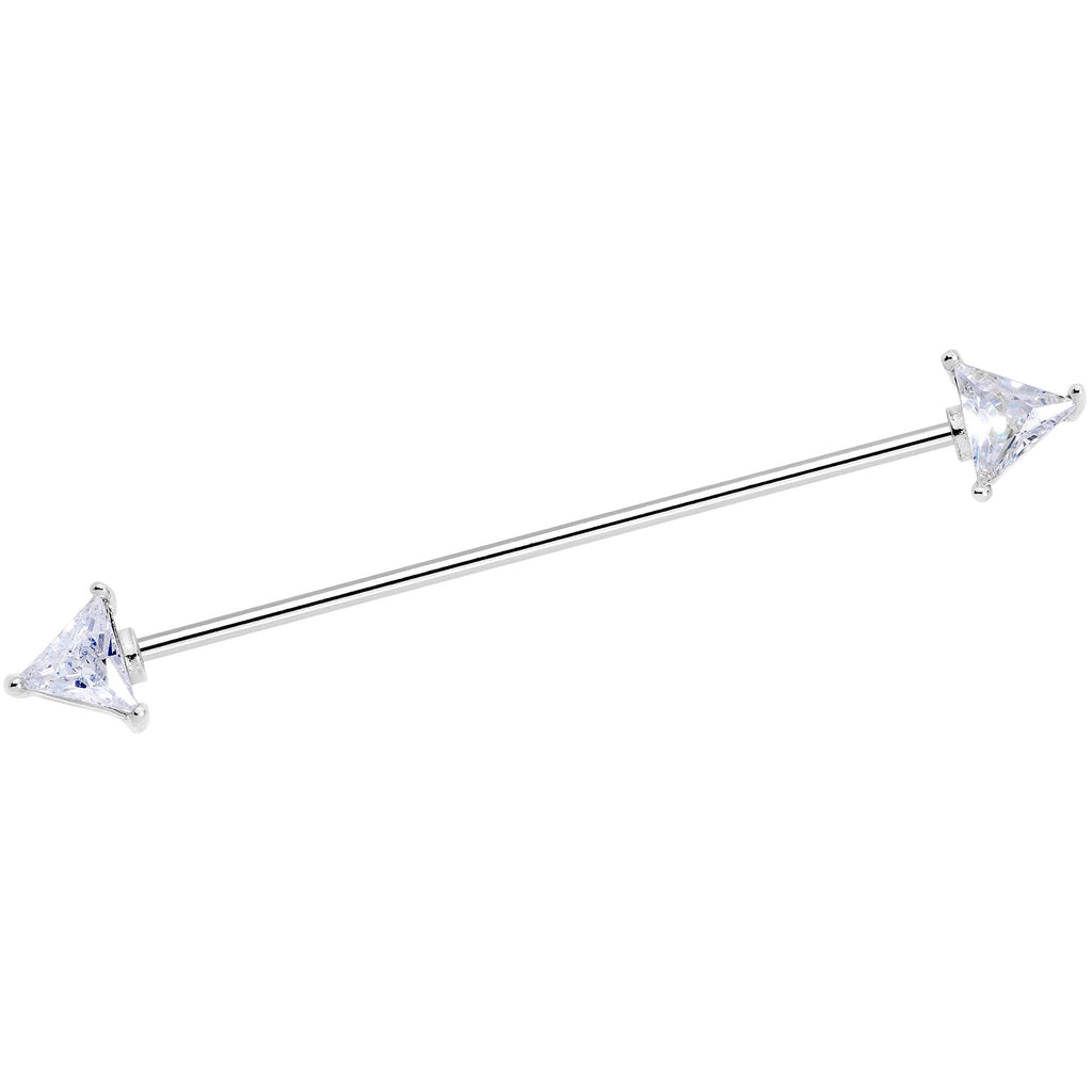 16G Black Clear Gem Love Triangles Industrial Barbell Bonus Pack Set