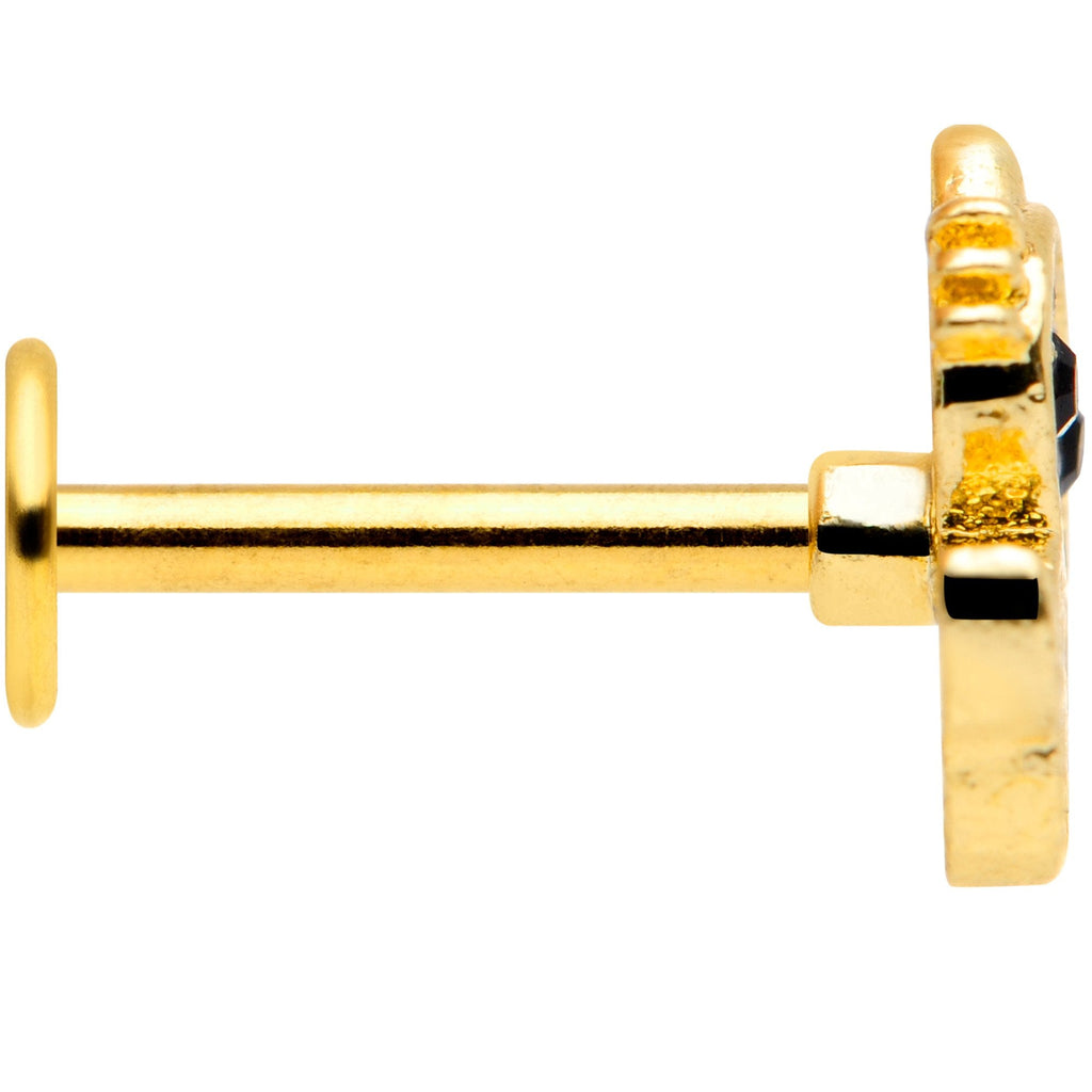 16G 5/16 Clear CZ Gem Gold Tone Glamour Cat Labret Monroe Tragus