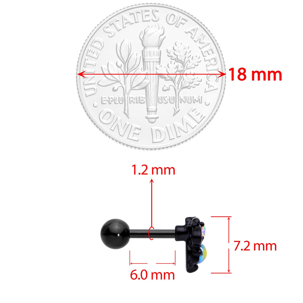 16G 1/4 Aurora Gem Black Busy Bee Cartilage Tragus Earring