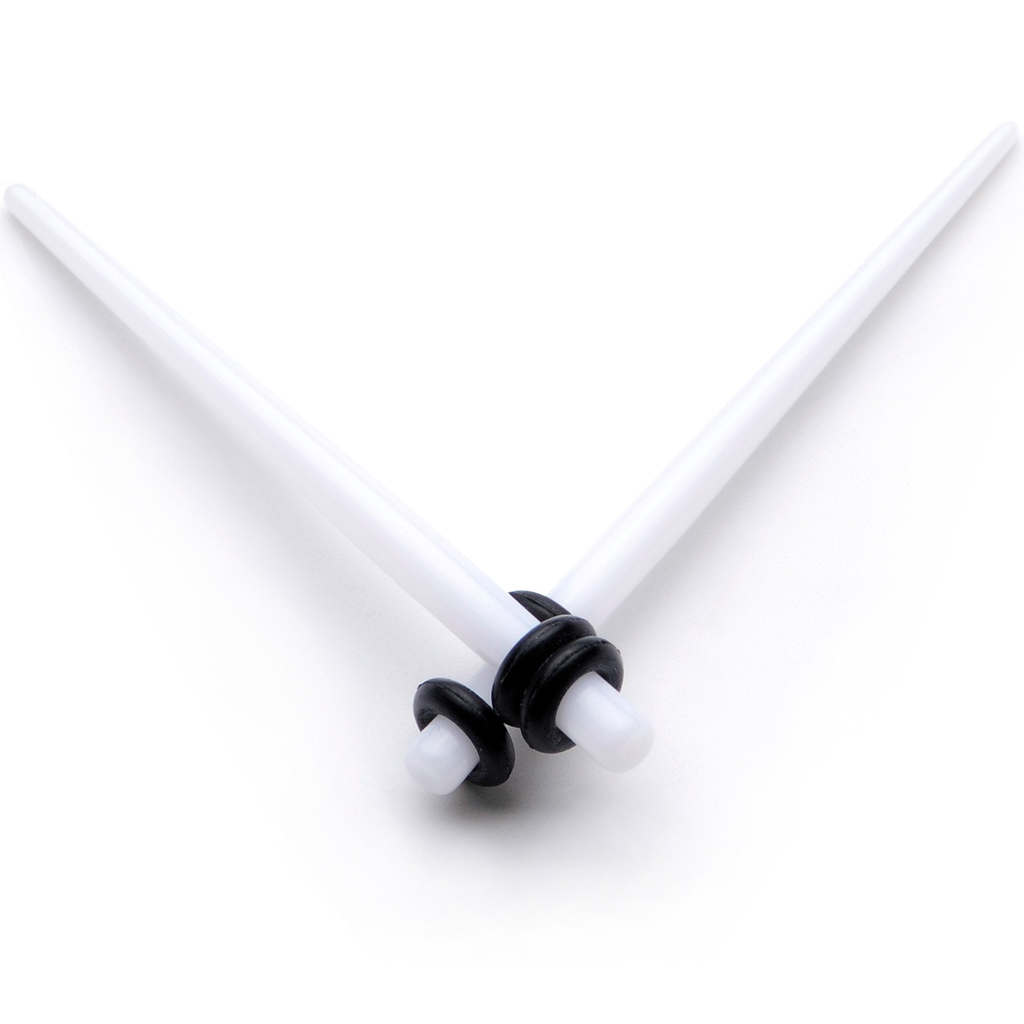 White Acrylic Straight Taper Set Available in Sizes  14G to 00G