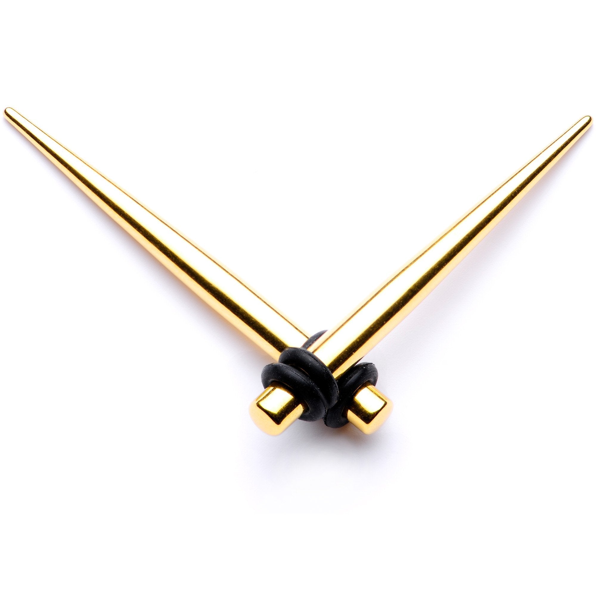 Gold Tone Anodized Straight Taper Set Available in Sizes  12G to 00G