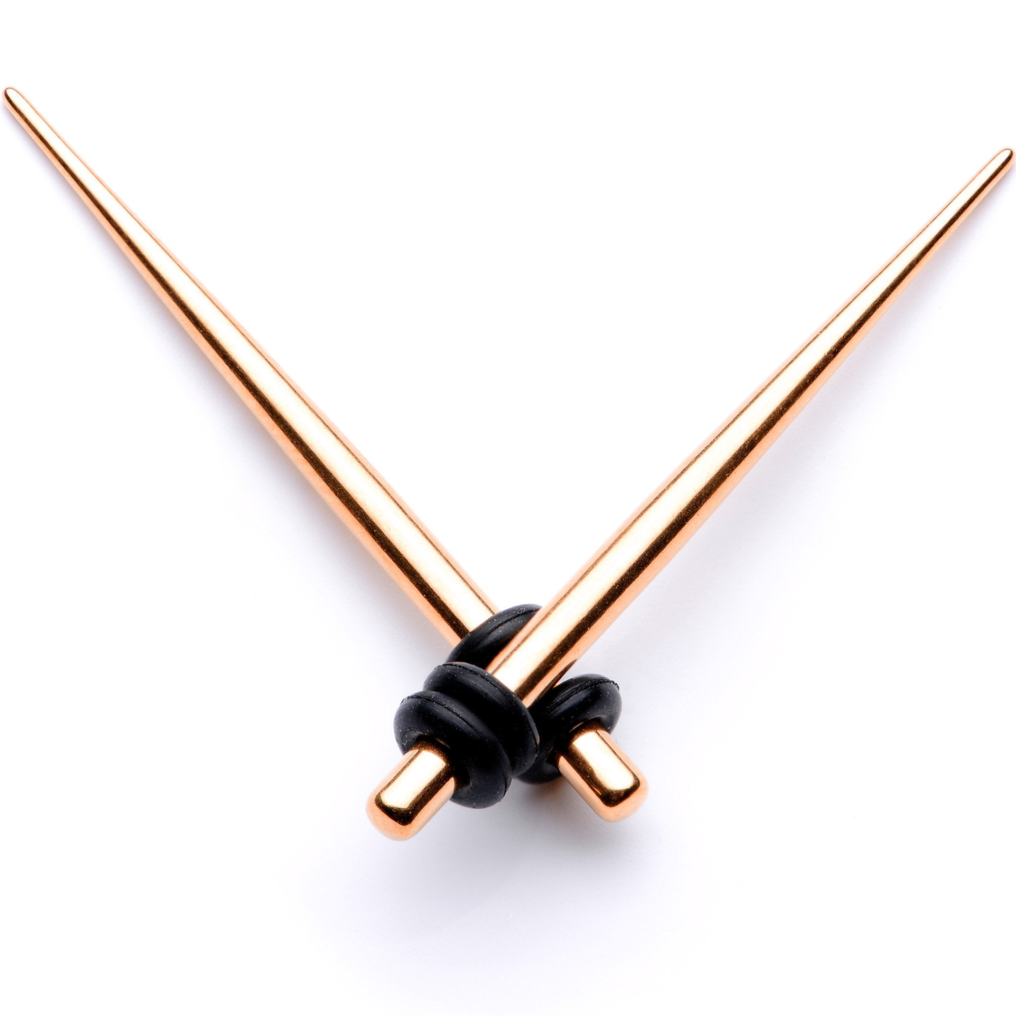 Rose Gold Tone Anodized Straight Taper Set Available in Sizes  14G to 00G