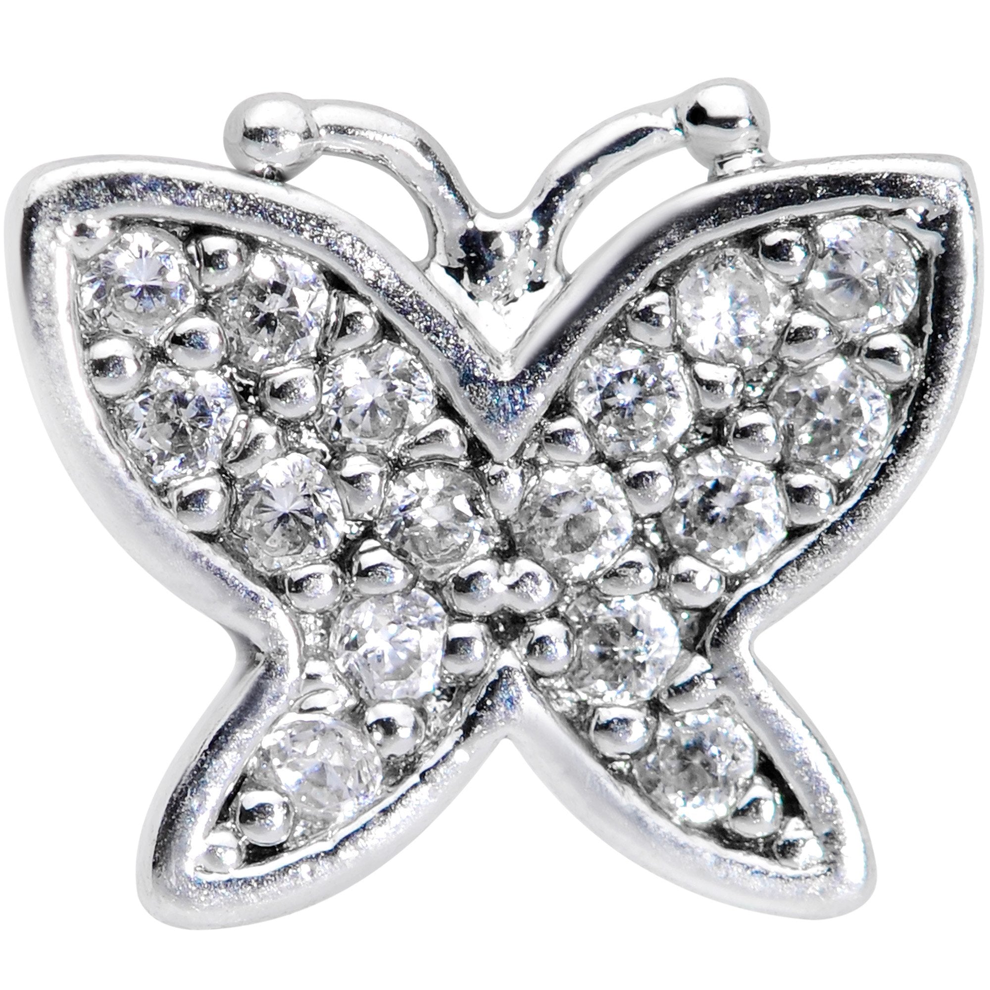 16G 5/16 Clear CZ Gem Spring Butterfly Labret Monroe Tragus