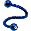 14G 3/8 Clear Gem Blue Twist Spiral Twister Belly Ring