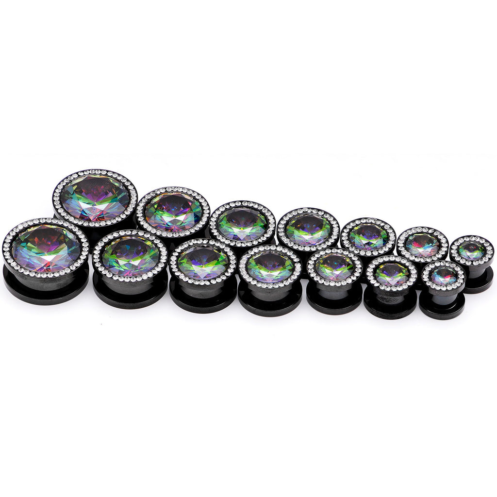 Vitrail Clear CZ Gem Black Hypnotic Screw Fit Plug Set