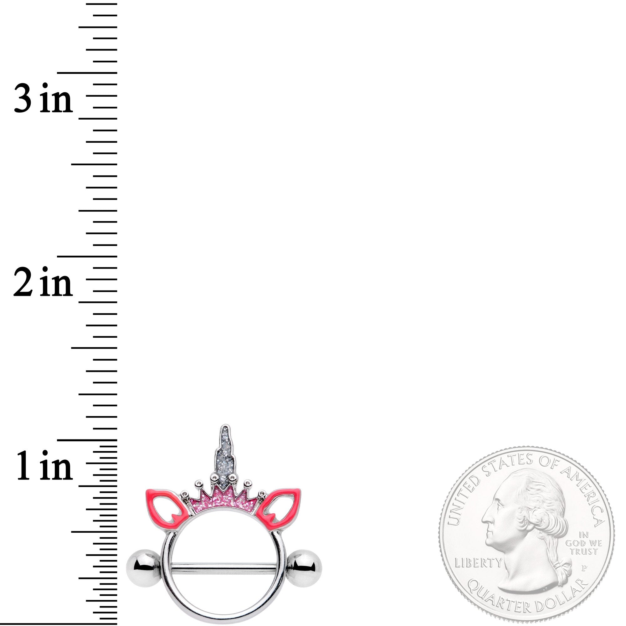 14G Clear Gem Pink Princess Unicorn Nipple Shield Set