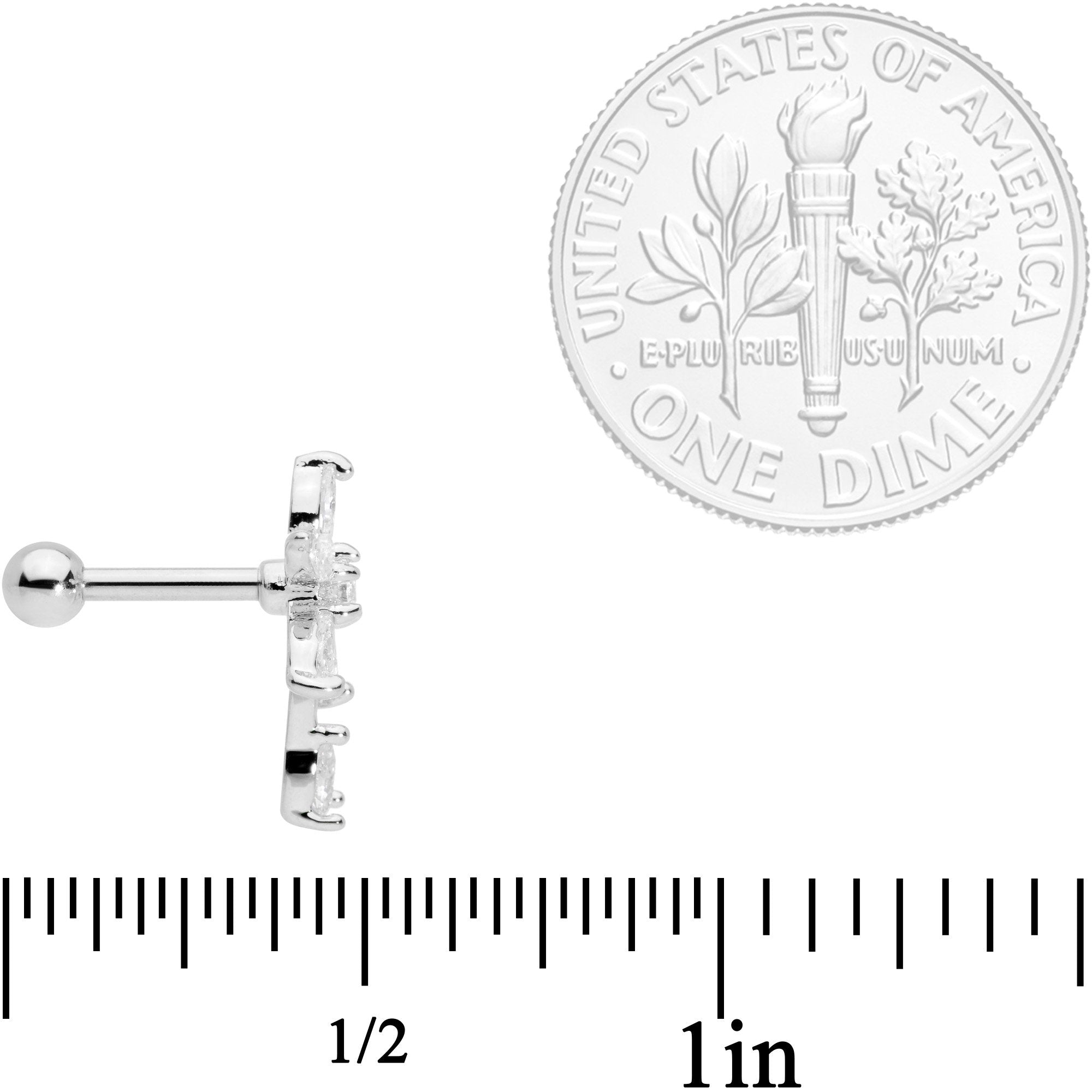 16G 1/4 Clear CZ Gem Flower Cartilage Tragus