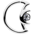 16G 3/8 Clear Gem Crescent Moon Closure Ring