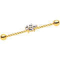 14G Clear Gem Gold Tone Leaf Industrial Barbell 38mm
