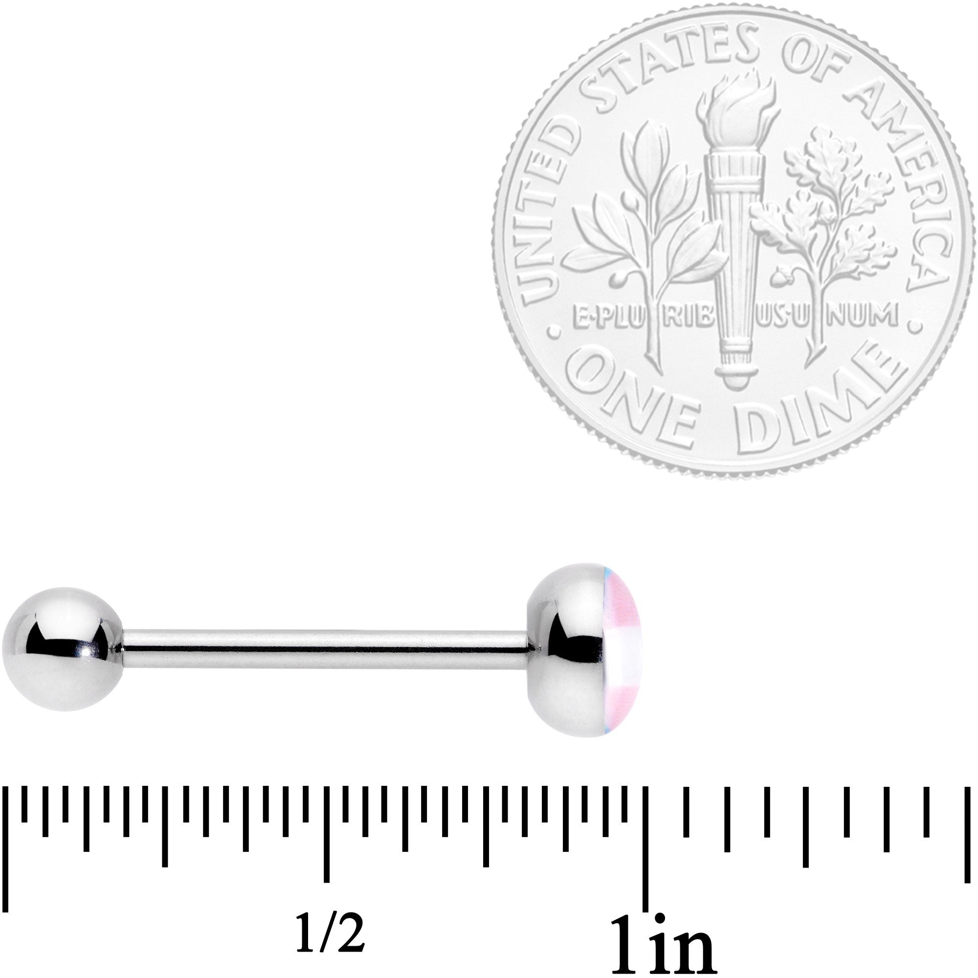 Pink Blue White Transgender Pride Flag Barbell Tongue Ring