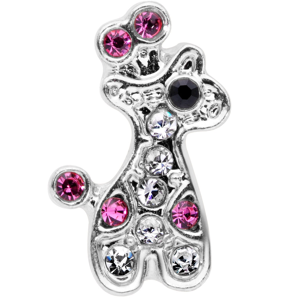 16G 1/4 Clear Pink Gem Giraffe Cartilage Tragus