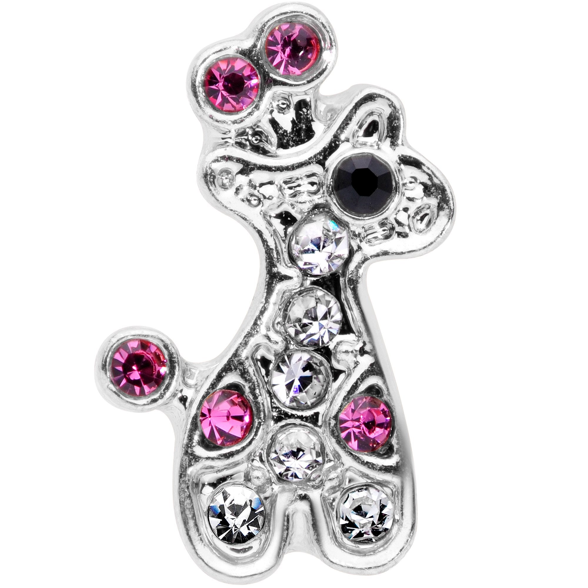 16G 1/4 Clear Pink Gem Giraffe Cartilage Tragus