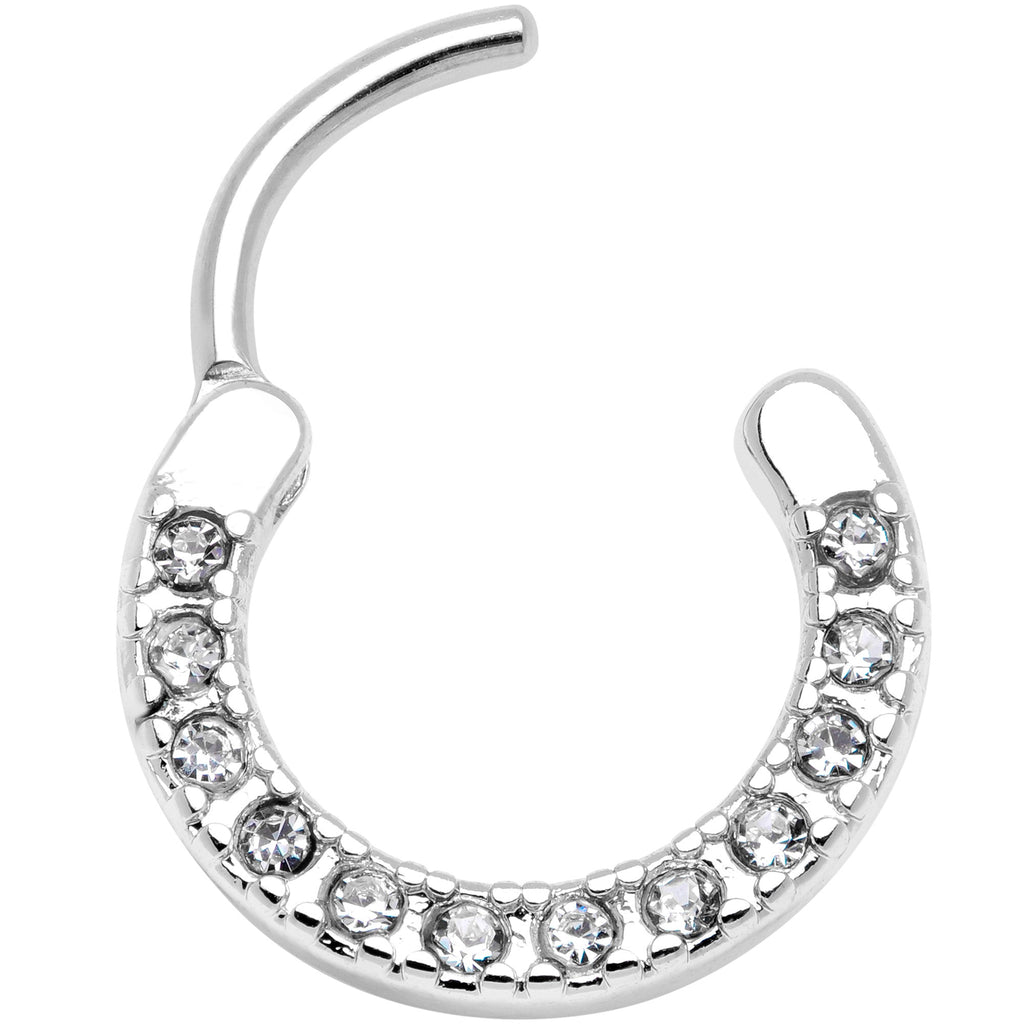 16G 3/8 Clear Gem Paved Septum Clicker