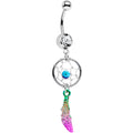 Clear Gem Color Fade Feather Dreamcatcher Dangle Belly Ring