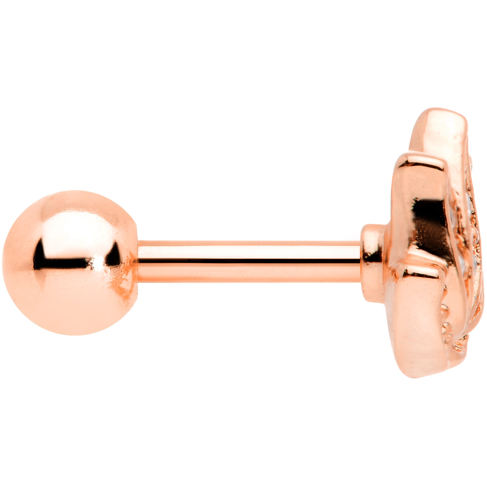 16G 1/4 Clear Gem Rose Gold Tone Lotus Flower Cartilage Tragus Earring