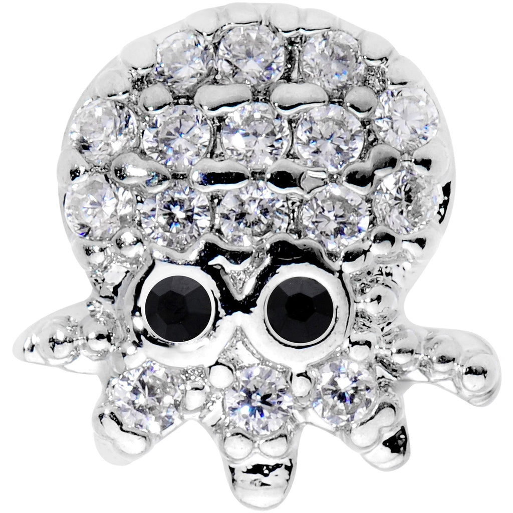 16G 1/4 Clear Black CZ Gem Nautical Octopus Cartilage Tragus