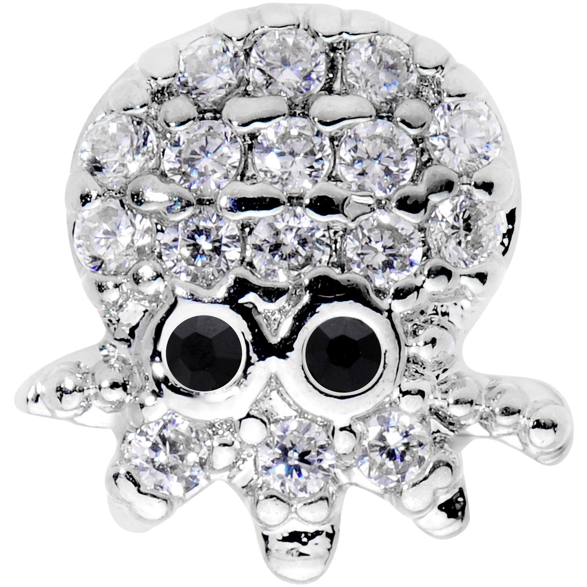 16G 1/4 Clear Black CZ Gem Nautical Octopus Cartilage Tragus