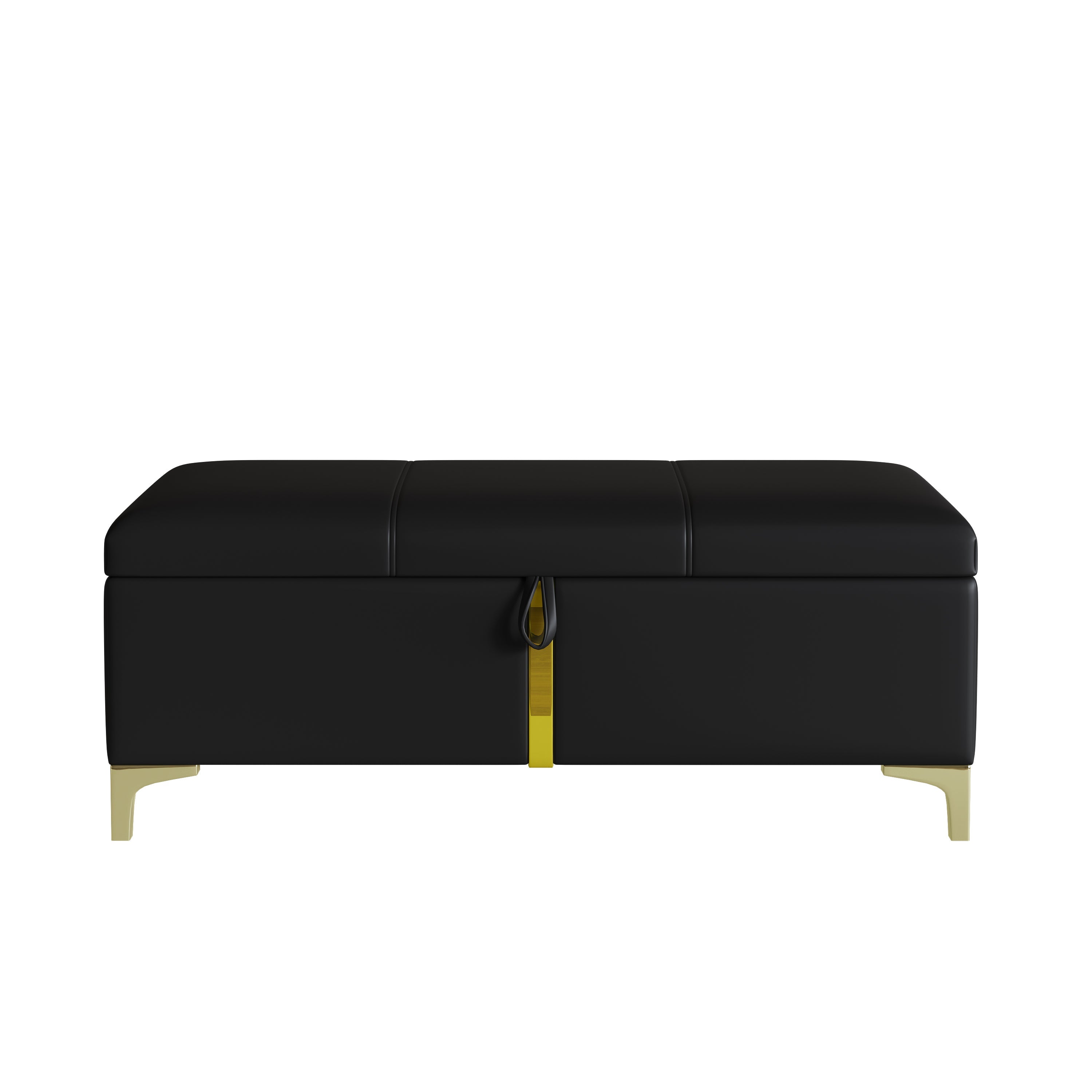 2-Pieces Bedroom Sets,Queen Size Upholstered Platform Bed with Hydraulic Storage System,Storage Ottoman with Metal Legs,Black(Old SKU:N733S207778B)