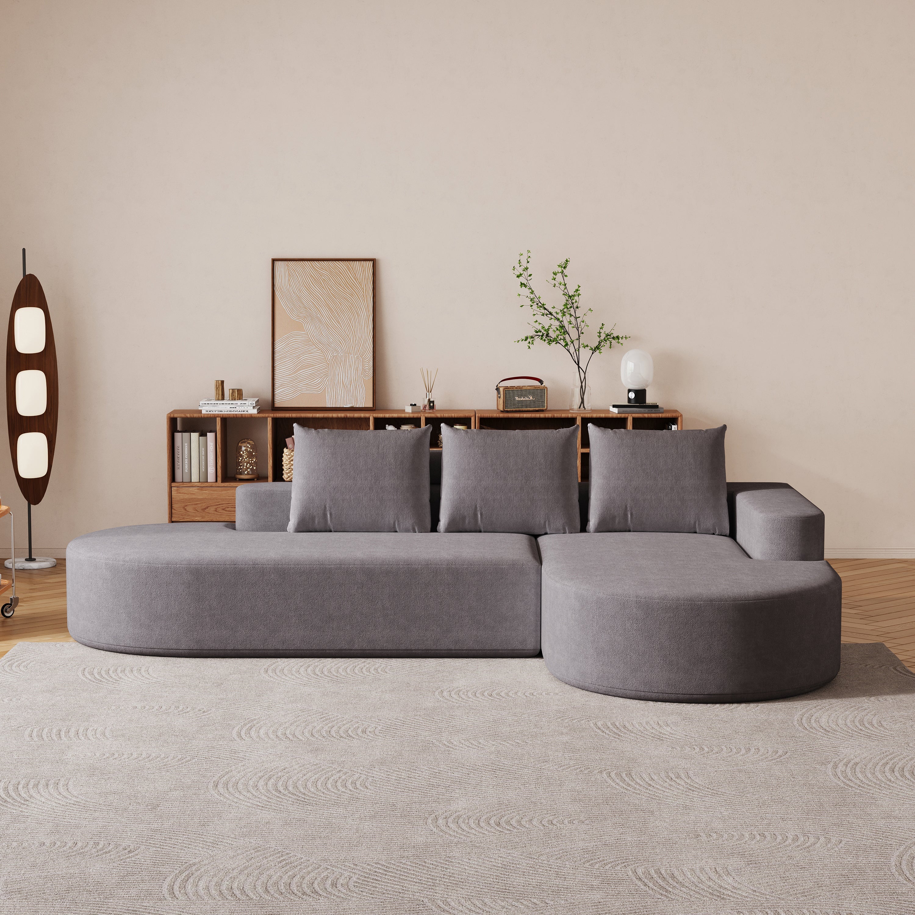 Modern Curved sofa ,Chenille Upholstered Sectional Sofa Couch Set,Modular 108.5' L Shaped Sectional Living Room Sofa Set With 3 Pillows,Free Combination Sofa Couch for Living Room,Bedroom
