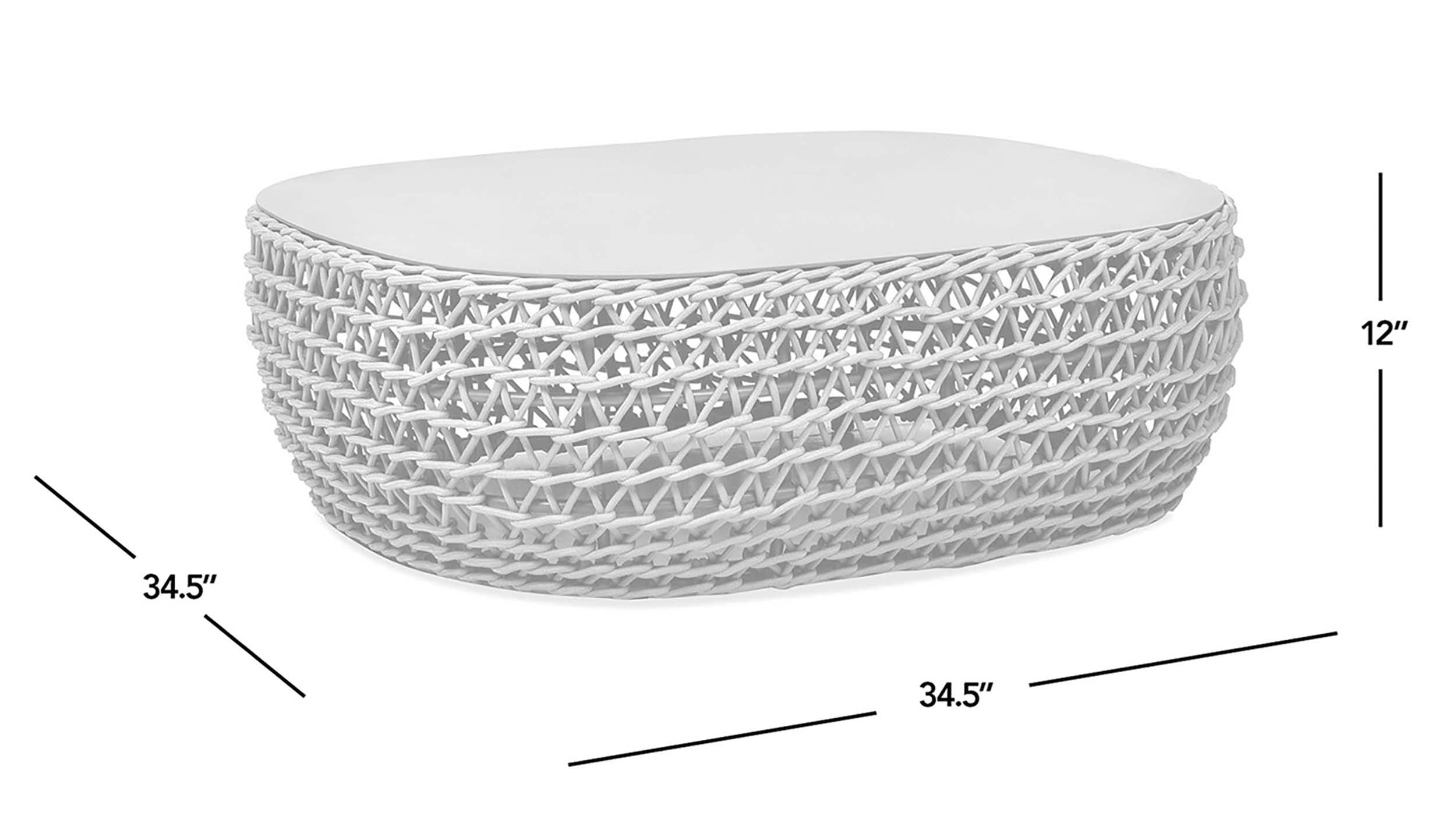 Willow 40.5' Oval Woven Patio Coffee Table, Light Beige Olefin