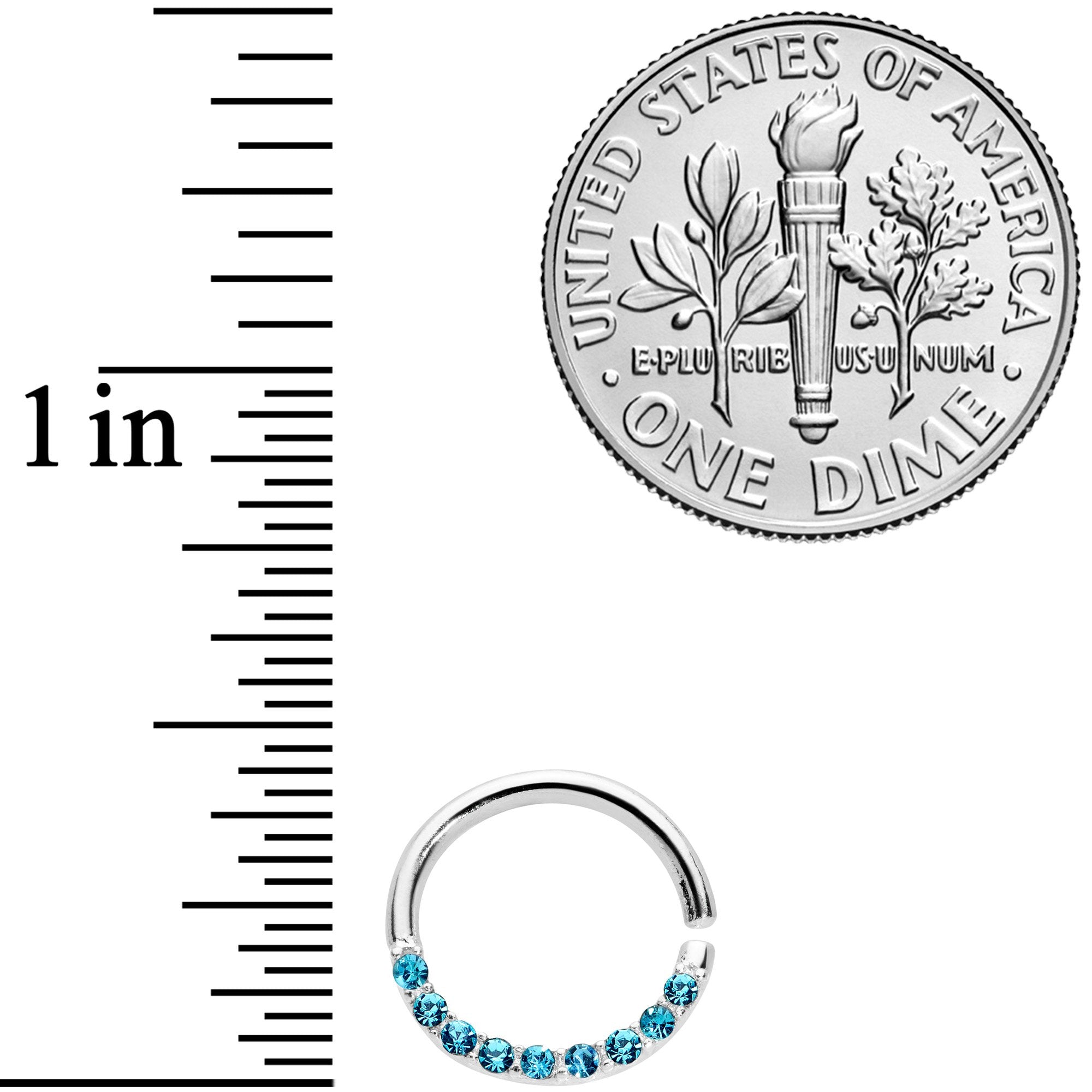 16G 5/16 Blue Gem Simple Elegance Seamless Circular Ring