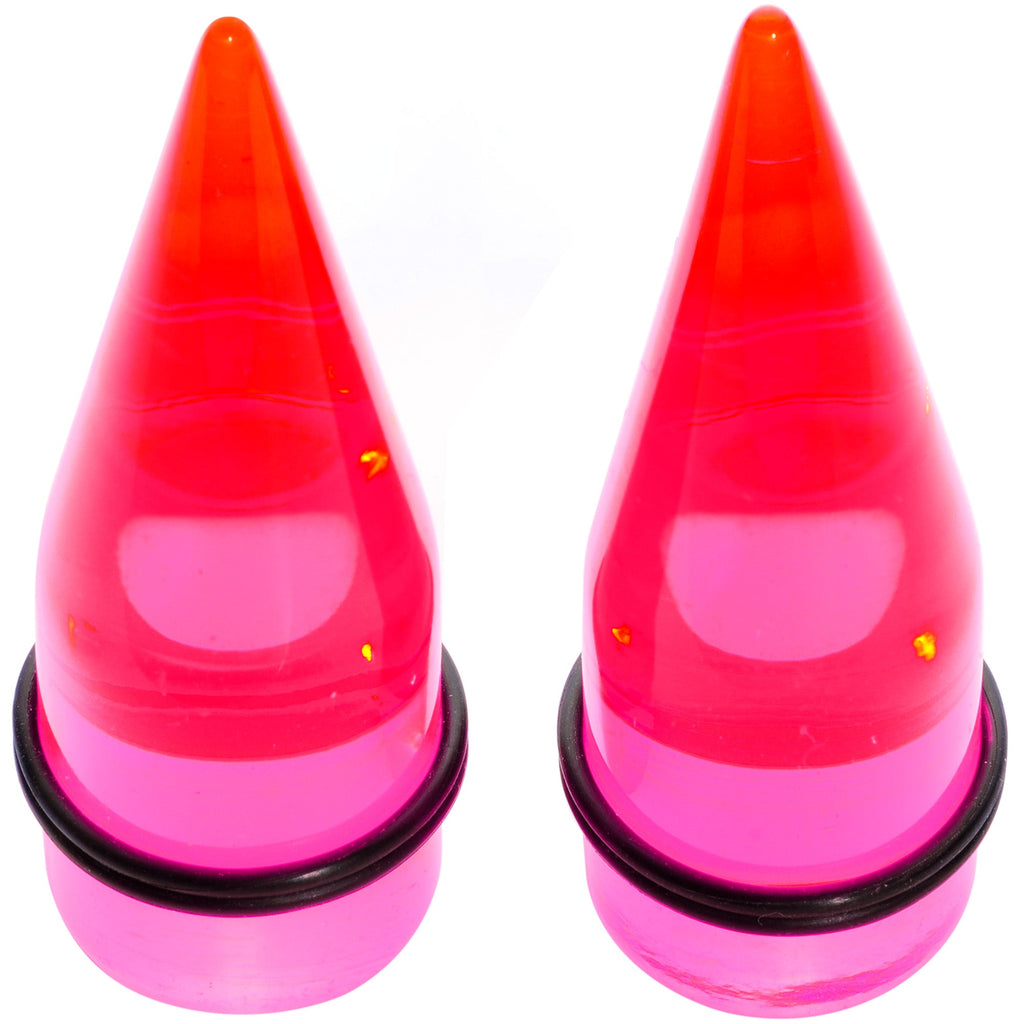 Lightweight Translucent Pink Acrylic Straight Taper Set 14mm to 20mm