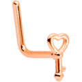22G 5/16 Rose Gold Tone Key to Your Heart L Shaped Nose Ring