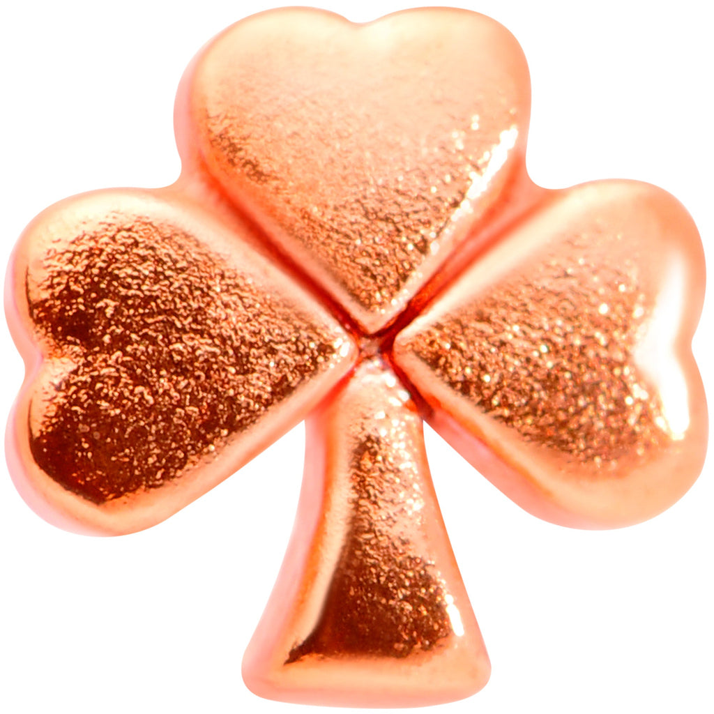 18G 5/16 Rose Gold Tone St Patricks Shamrock L Shaped Nose Ring