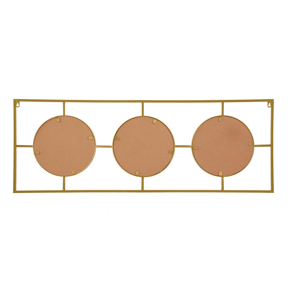 3 Mirror Piece Wall Mirror in Gold Rectangular Frame, Home Wall Decor for Bedroom Living Room, 43"x16"