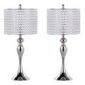 Ashland 27' Contemporary Metal Table Lamp in Polished Nickel with Round Clear K9 Crystal Beads and Polished Nickel Shade from Grandview Gallery by LumiSource - Set of 2