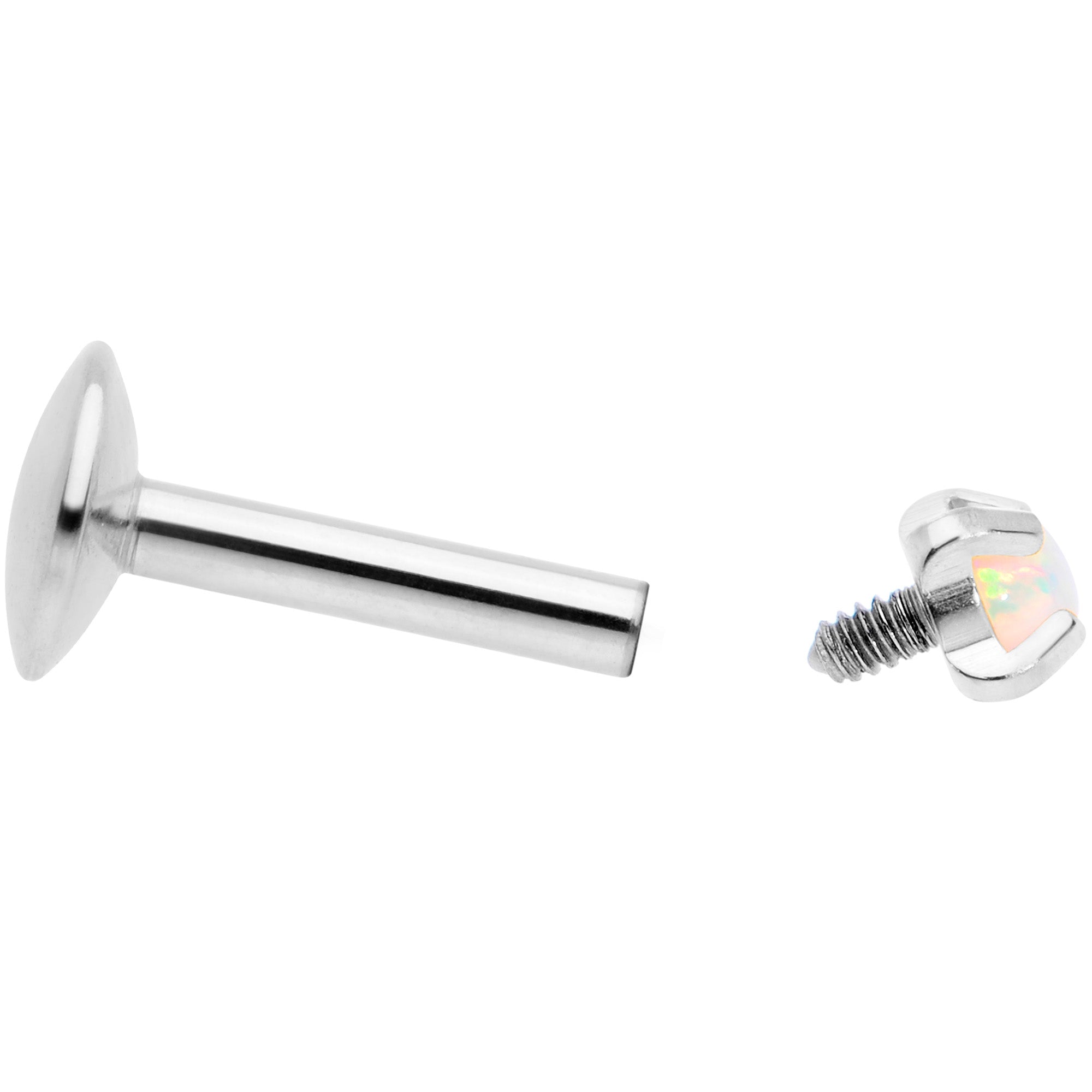 16G 1/4 2mm White Syn Opal G23 Titanium Internal Thread Labret