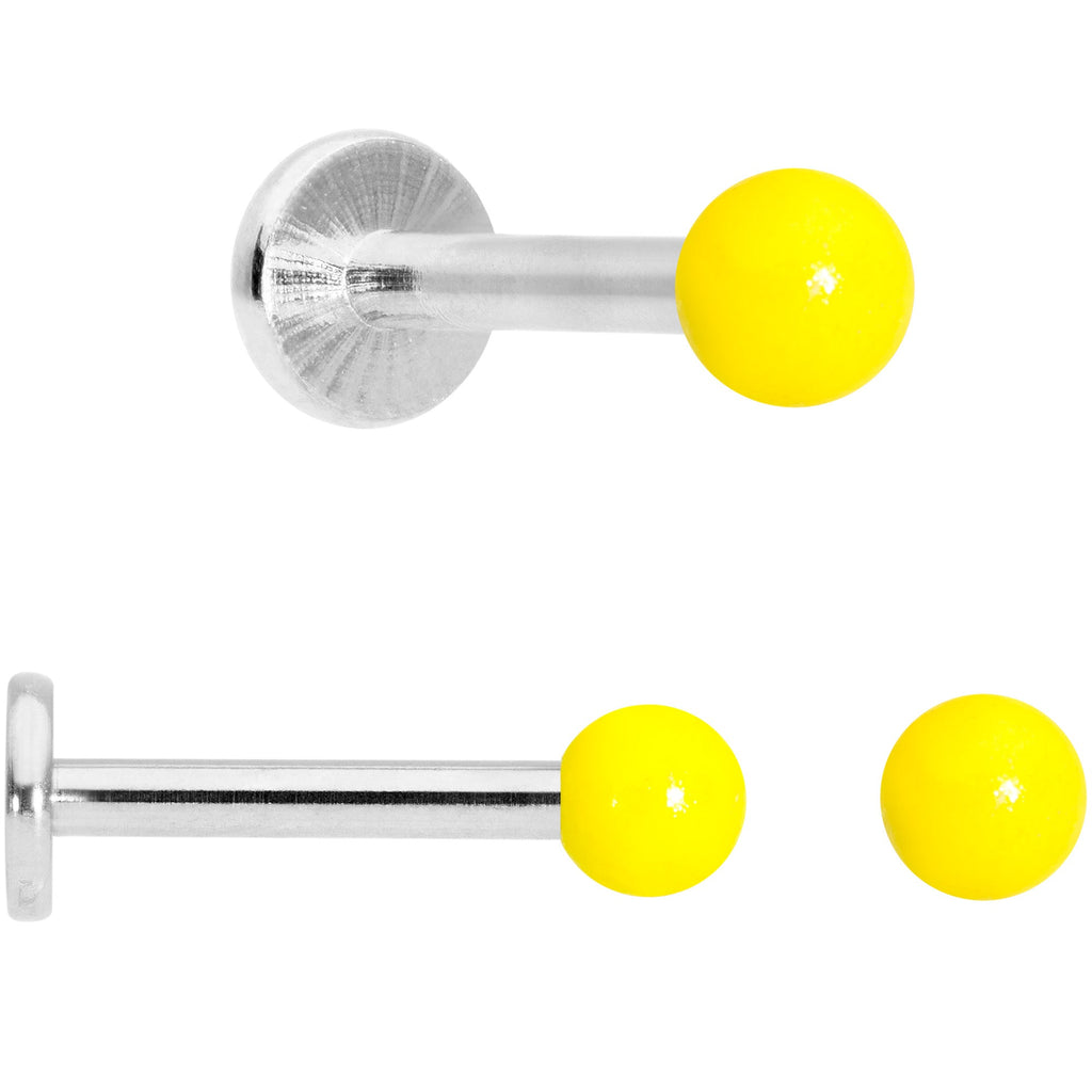 16G 5/16 Blue Pink Yellow Glow Ball Labret Set of 3