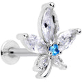16G 5/16 Clear Blue CZ Gem Marijuana Leaf Labret Monroe Tragus