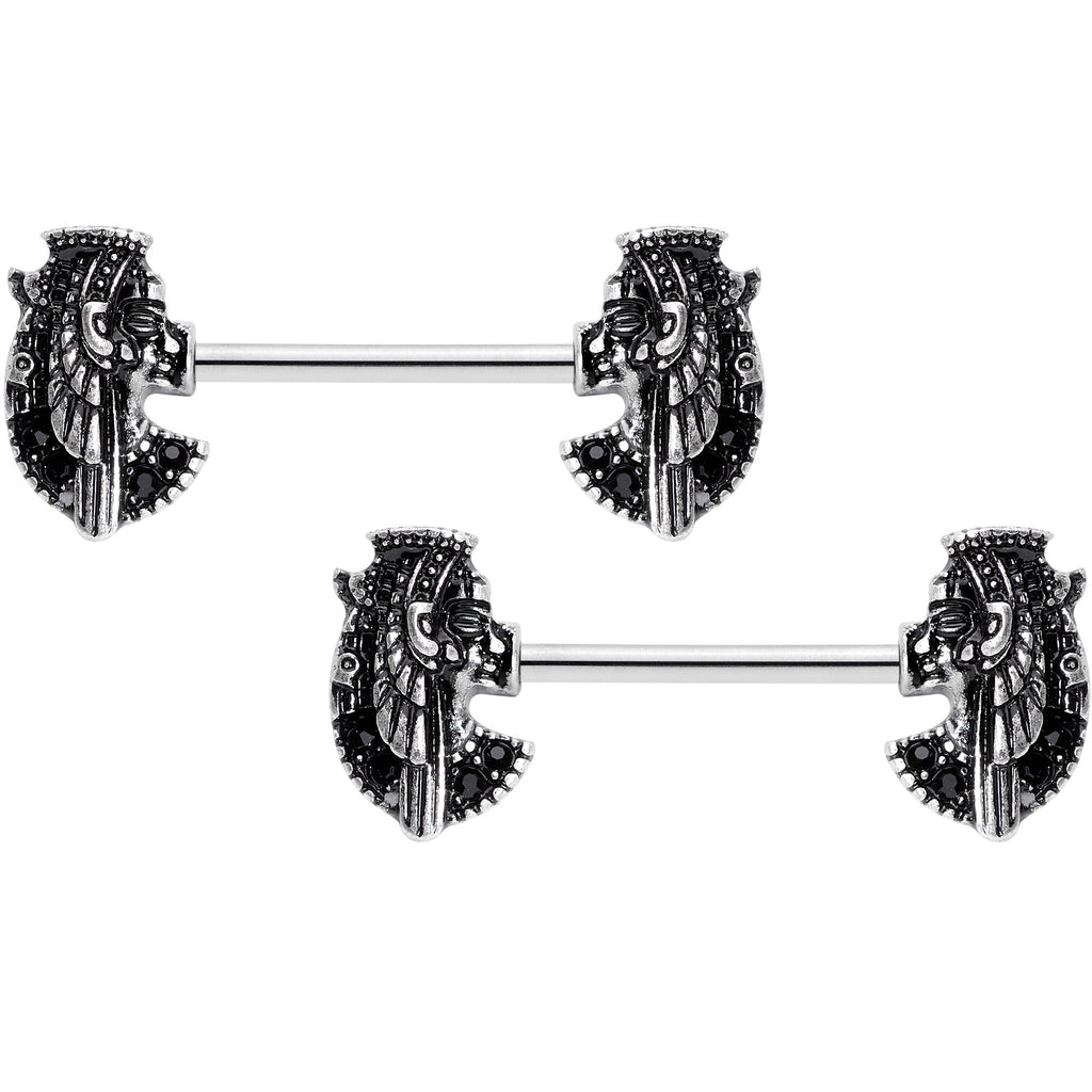 14G 9/16 Grand Ruler Anubis Egyptian Nipple Ring Set