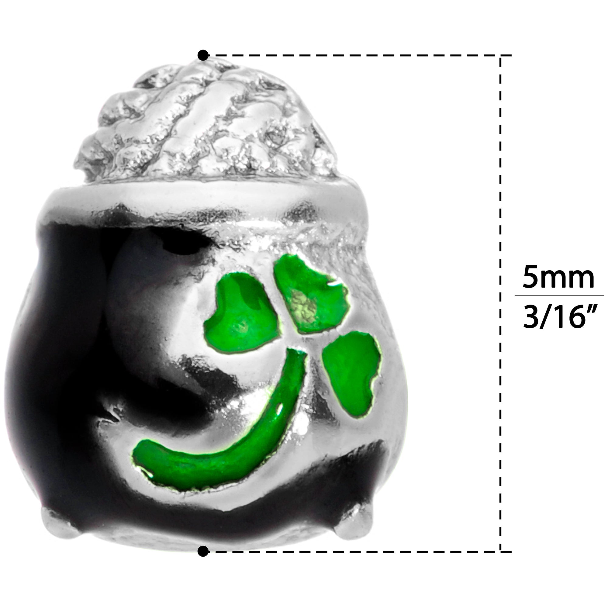 20G 5/16 St Patricks Day Pot O Gold L Shaped Nose Ring