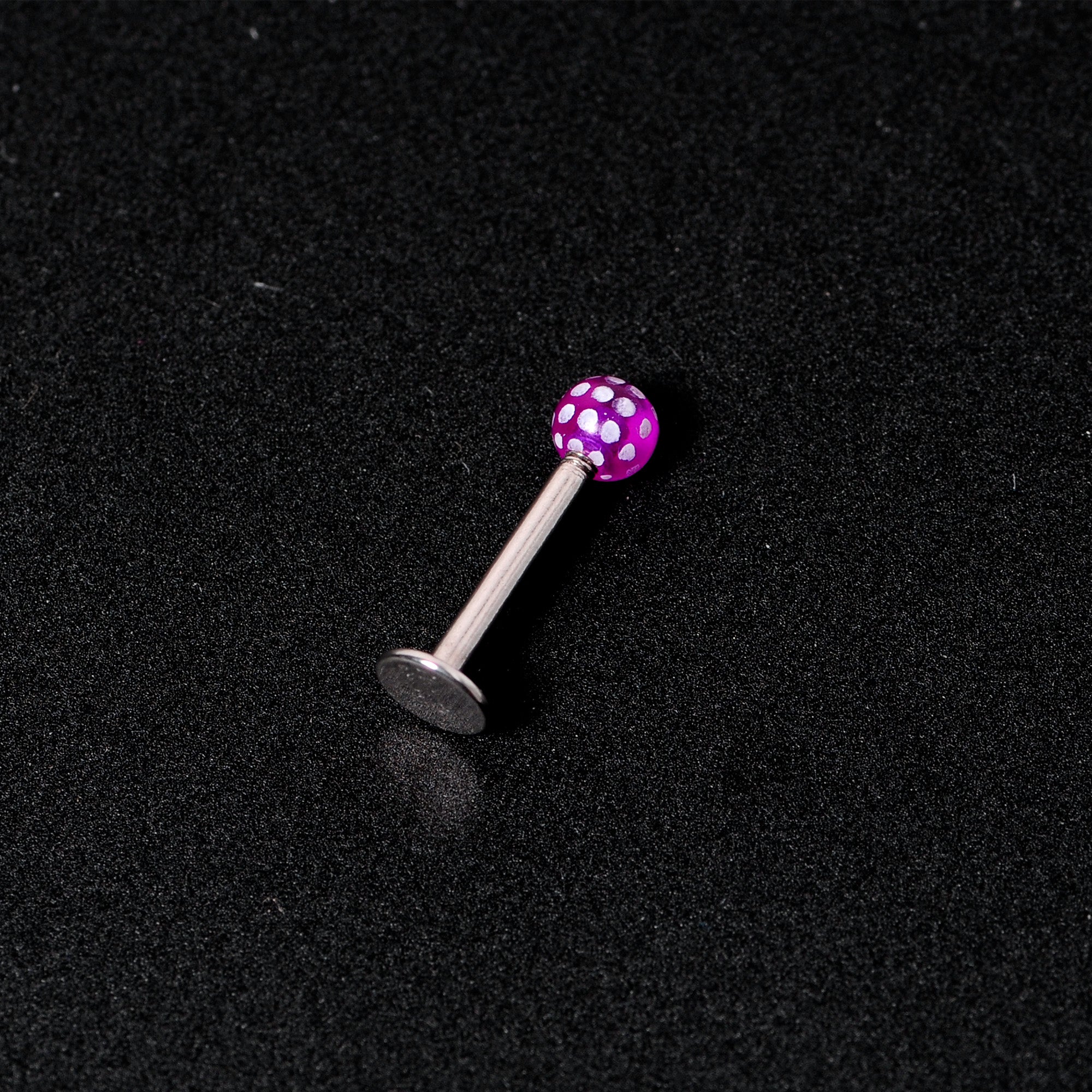 16G 1/4 Purple Polka Dot UV Reactive Acrylic Ball Labret Tragus