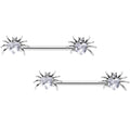 14G 5/8 Clear Gem Sexy Heart Spider Barbell Nipple Ring Set