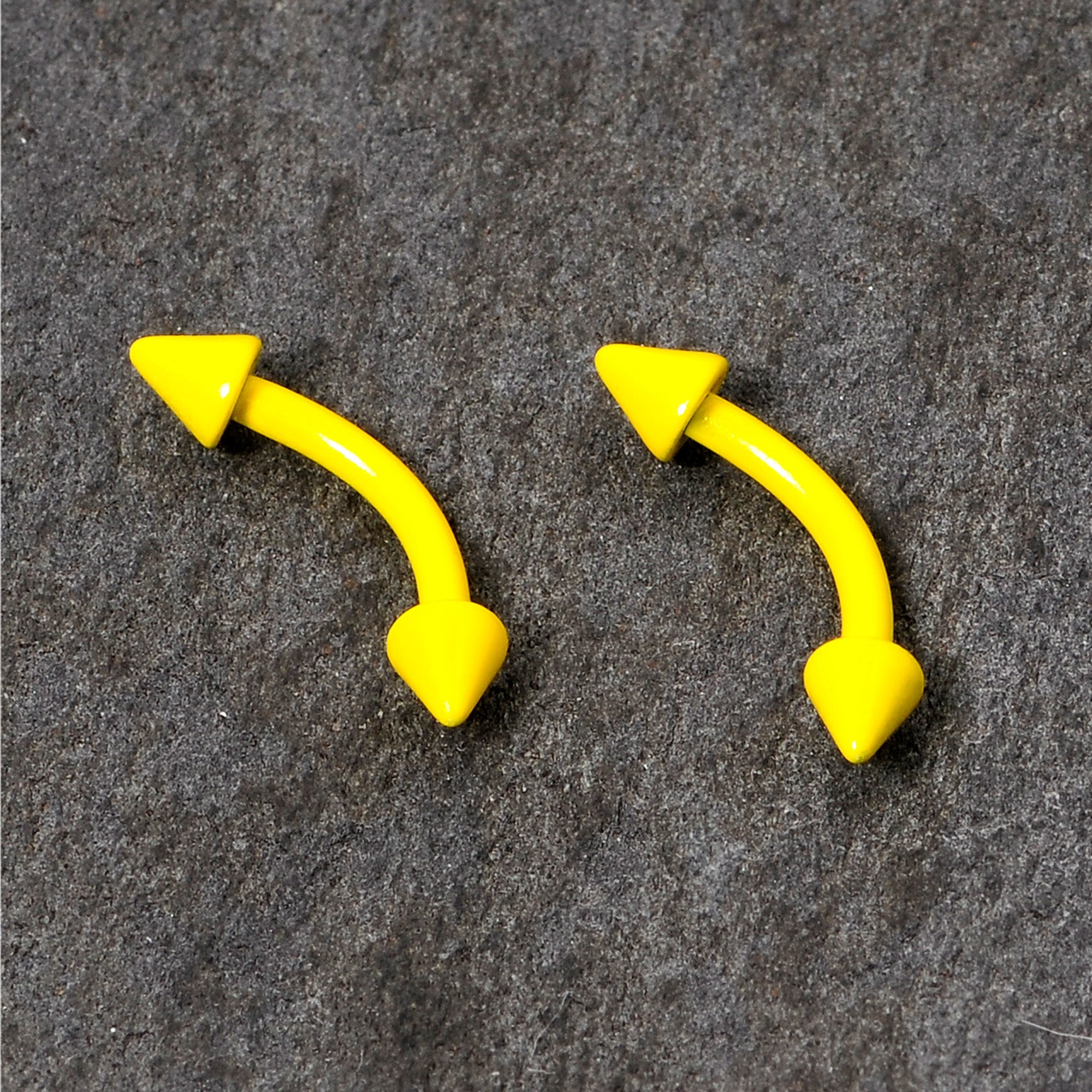 16G 5/16 Yellow Glow in the Dark Cone End Curved Barbell Set of 2