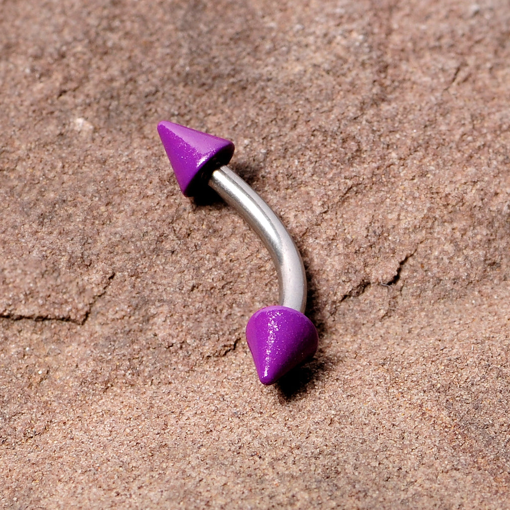 16G 5/16 Purple Cone End Curved Eyebrow Ring