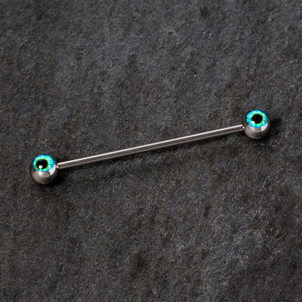 14G Haunting Human Eyeball Halloween Industrial Barbell 38mm