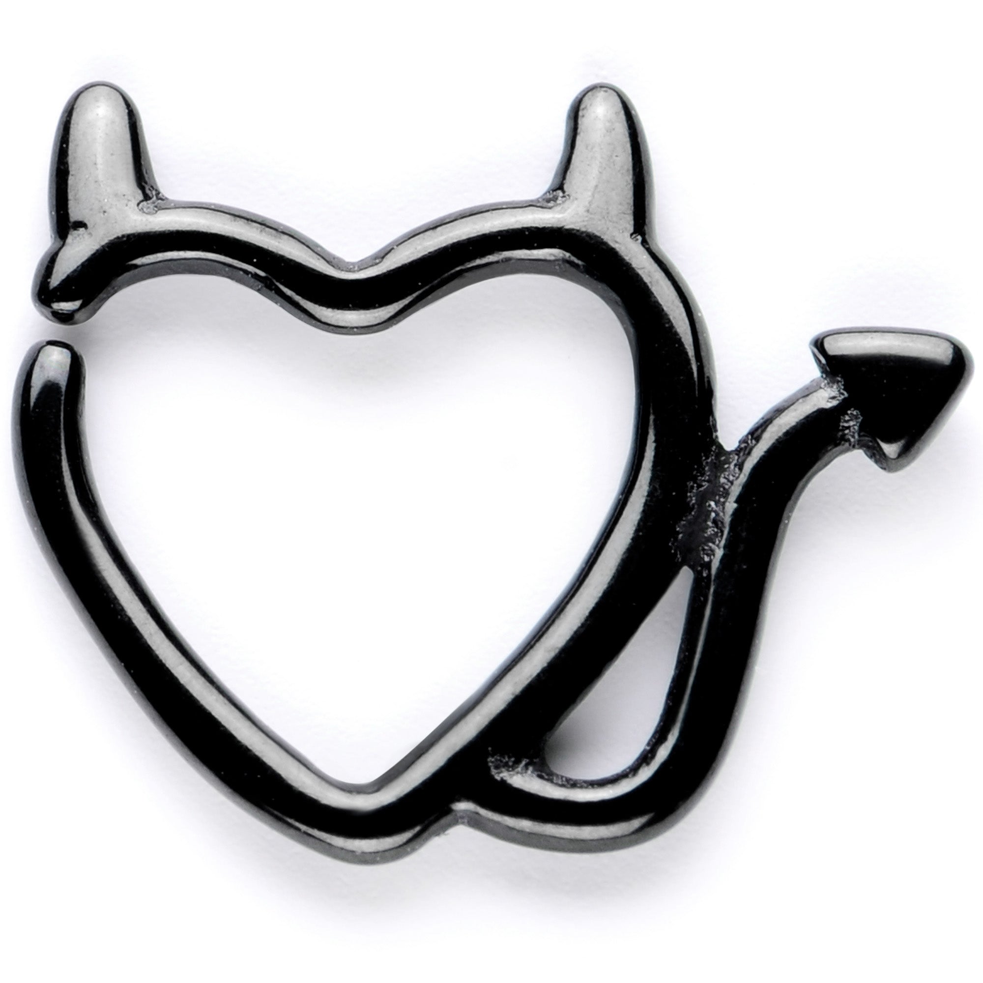 16G 5/16 Black Little Devil Halloween Heart Closure Ring