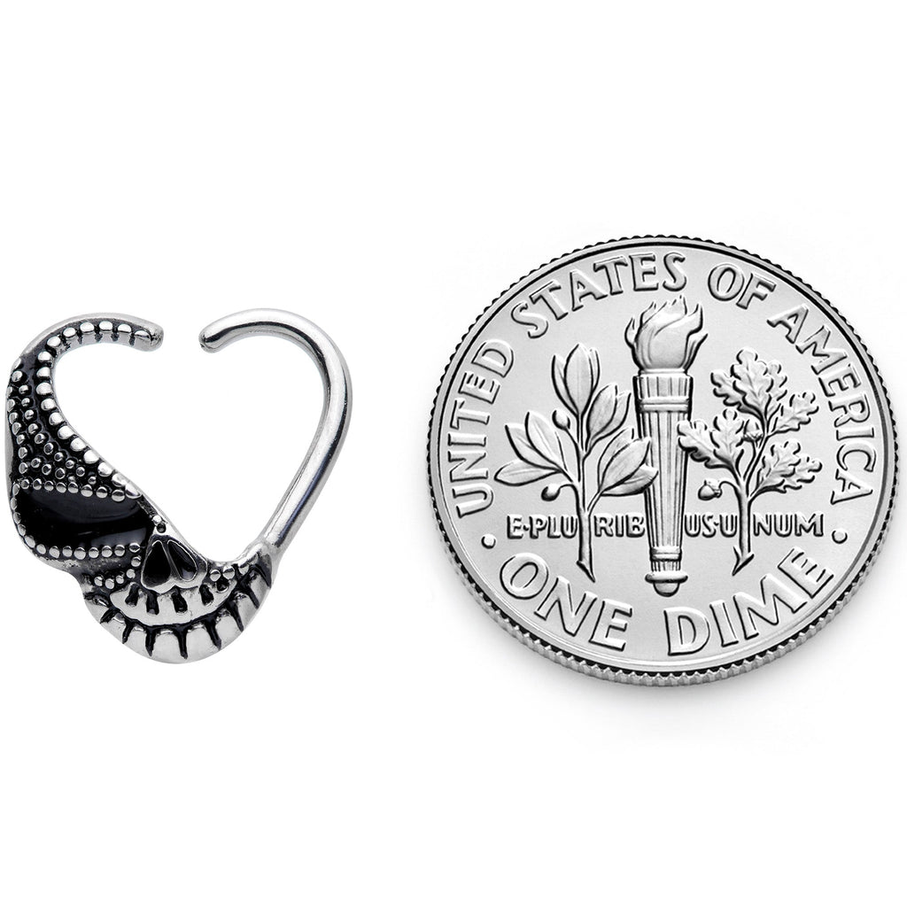 16G 3/8 Skull Halloween Right Heart Closure Ring