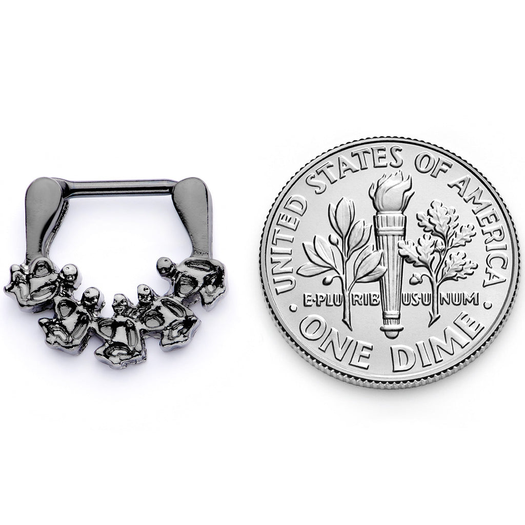 16G 5/16 Black Scary Skeletons Halloween Septum Clicker