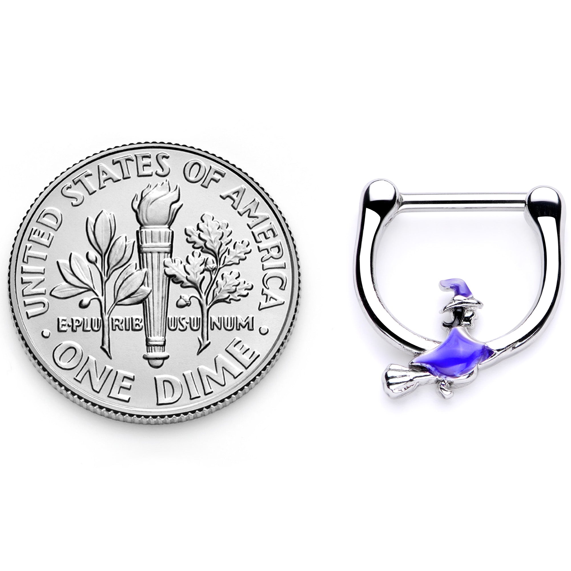 16G 5/16 Blue Spooky Witch Halloween Septum Clicker