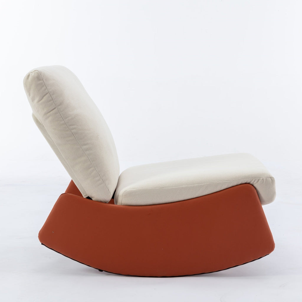 Modern Rocking Chair Recliner, Comfy Rocker Nursery Chair with Footrest, Accent Reading Chair, Upholstered Lounge Chair for Relaxing, Resting,Soft Padded Rocker  for Indoor Living Room Bedroom,Orange