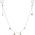 14G 9/16 Clear Gem Watermelon Captive Ring Dangle Nipple Chain