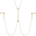 14G 5/8 Aurora Gem Gold Tone Sun Heart Star Nipple Chain Necklace